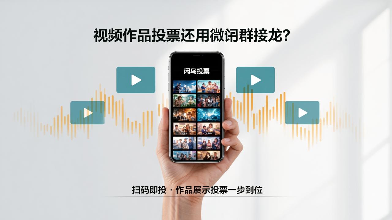 视频作品投票还用微信群接龙？闲鸟投票扫码即投，作品展示投票一步到位