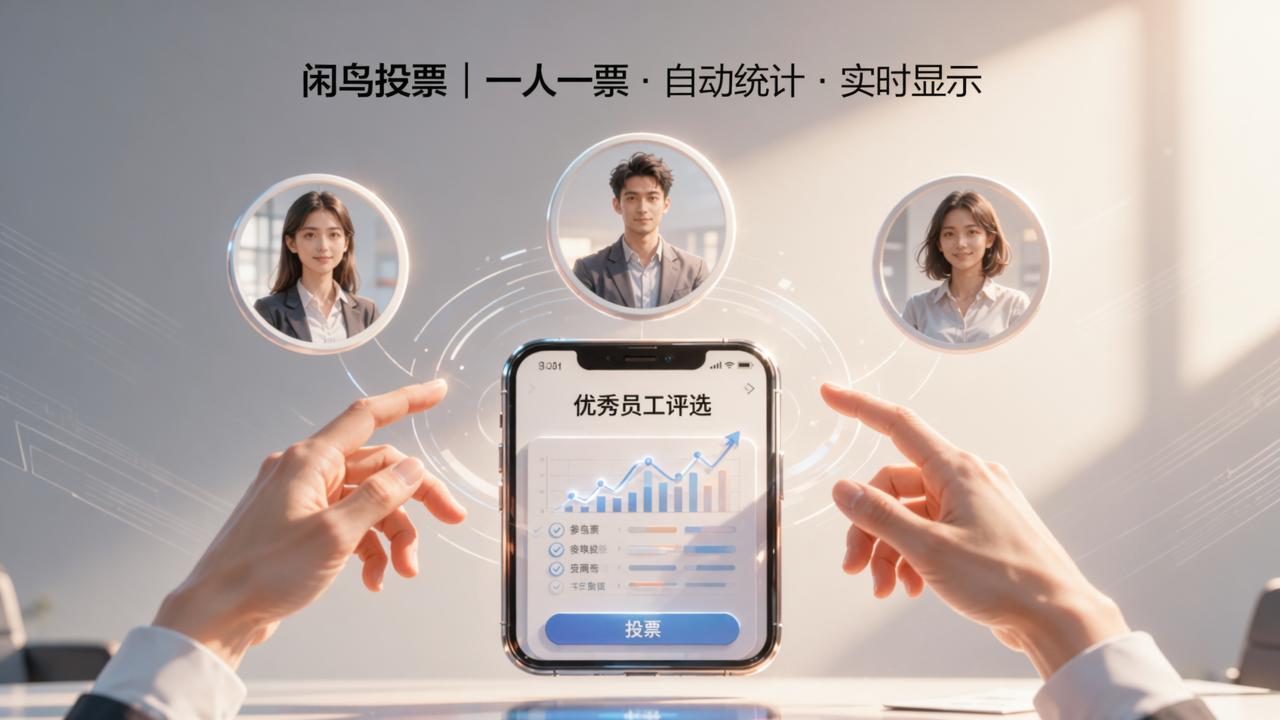 年底评优投票怎么防刷票：闲鸟投票，一人一票自动统计结果实时显示
