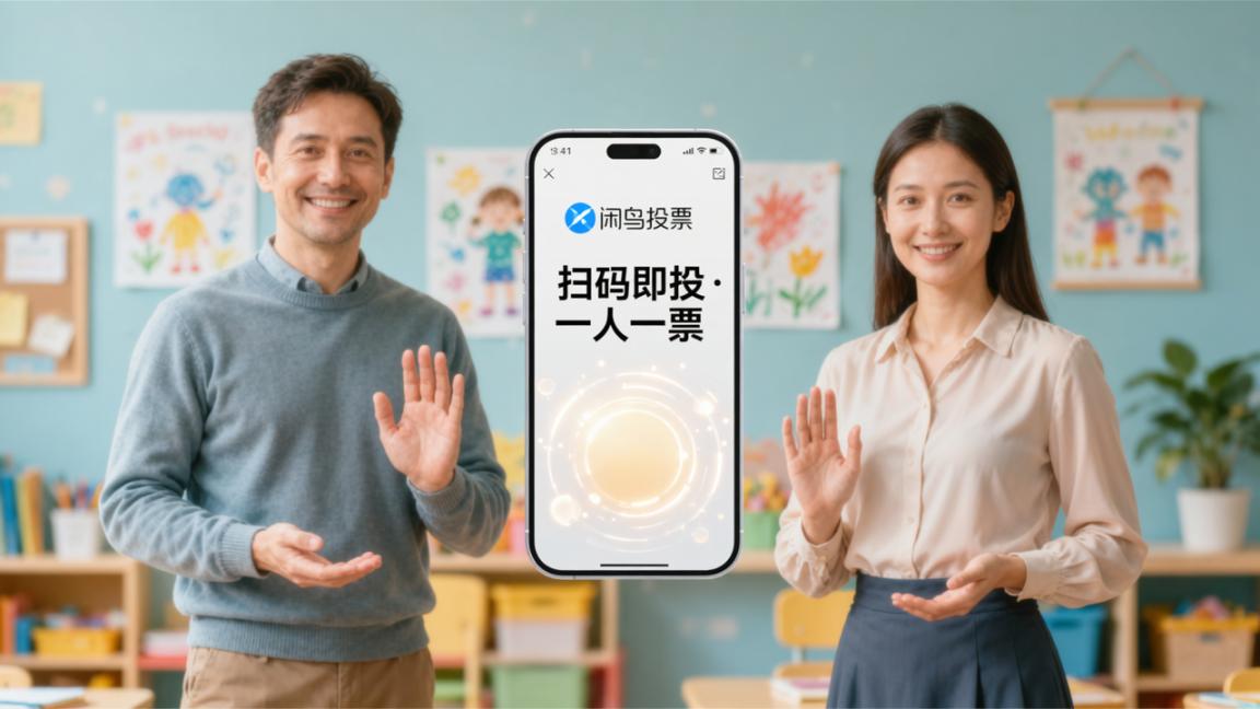 幼儿园亲子评选，家长朋友圈拉票刷屏？闲鸟投票，扫码即投一人一票，不用拉票